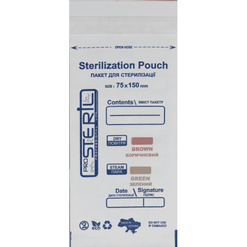 Sterilization pouches 75×150 mm white Kraft paper 100 pcs [S7515W]